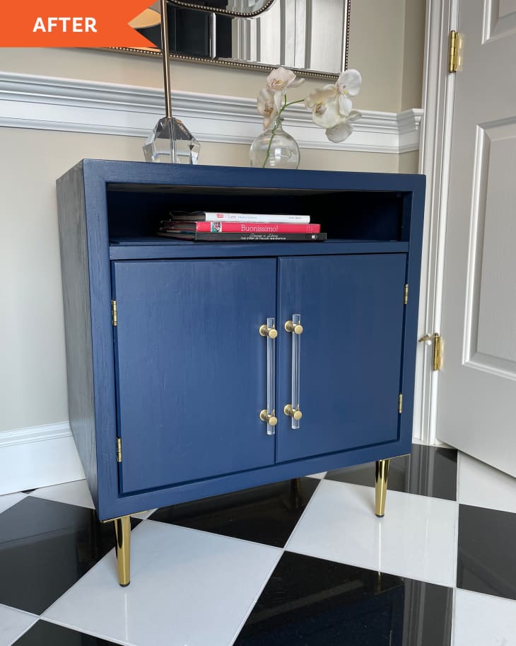 Navy Nightstand Redo Before and After Photos Apartment Therapy